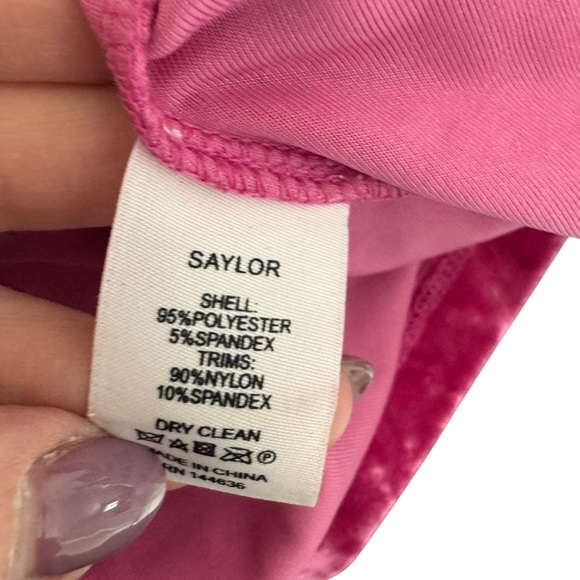 SAYLOR - Niamh Asymmetric One Shoulder Stretch Velvet Dress Sz M - Picture 10 of 10